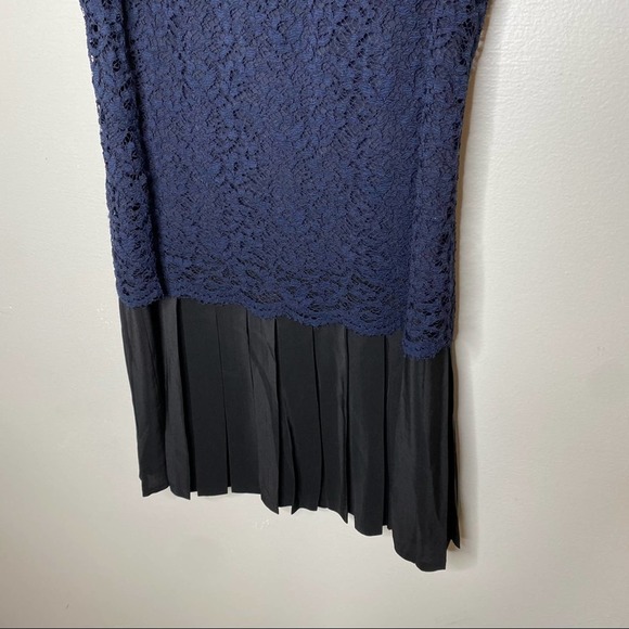 Rebecca Taylor Tank Lace Mix Pleat Dress Size 12 - Picture 5 of 12